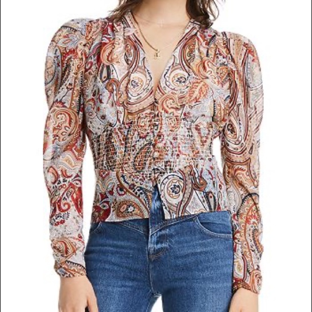 LINI smocked paisley top S